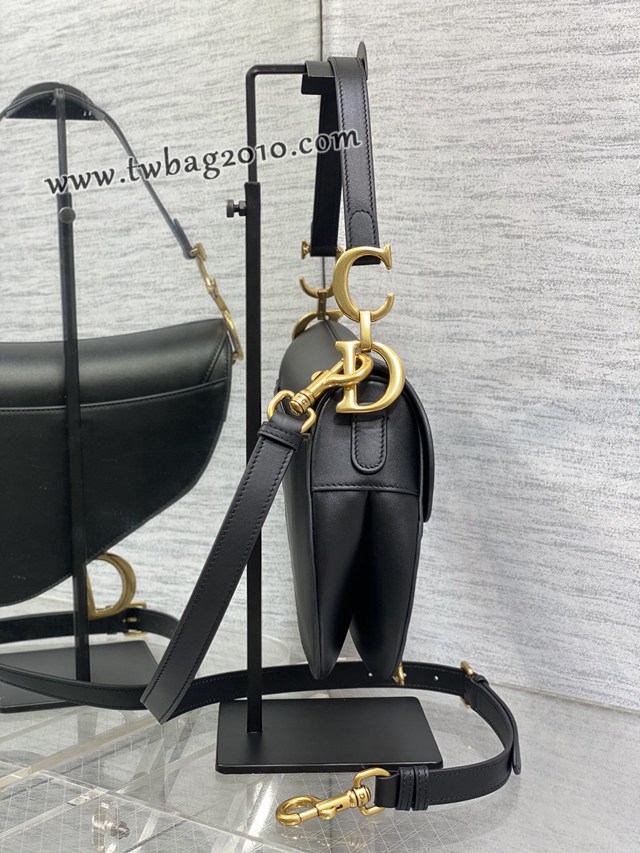 Dior专柜新款迪奥顶级原单原厂皮黑色平纹大号经典马鞍包 djfk1084